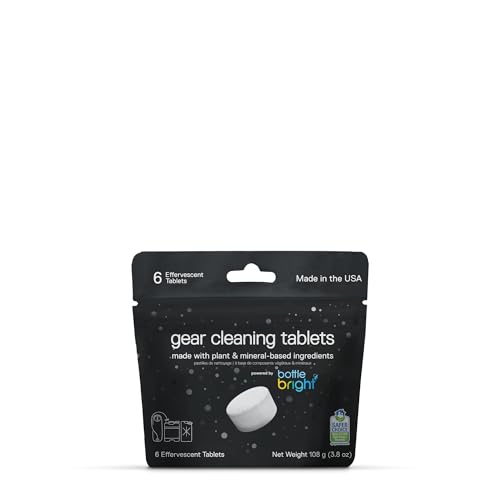Gear Cleaning Tablets by Bottle Bright (6 or 20 Count) - EPA Safer Choice Certified - Hydration Reservoir, Large Container & Water Storage System Cleaner - size: 1 Count (Pack of 6)