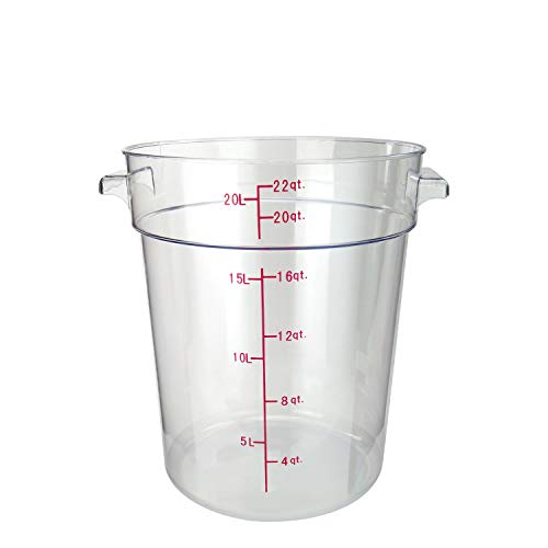 Tiger Chef 22 Quart Commercial Grade Clear Food Storage Round Polycarbonate Containers With Clear Lids - size: 22 Quart