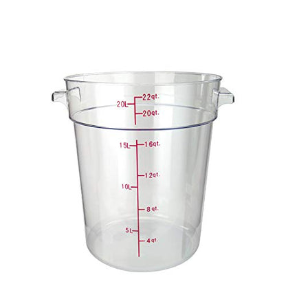 Tiger Chef 22 Quart Commercial Grade Clear Food Storage Round Polycarbonate Containers With Clear Lids - size: 22 Quart