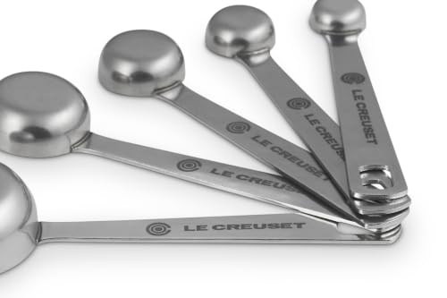Le Creuset Stainless Steel Measuring Spoons, Set of 5 - color: Gold, size: 8 inches, style: Measuring Spoons
