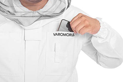 Varomorus Professional Beekeeping Suit Full Body 100% Cotton with Veil Hood (M) - size: Medium