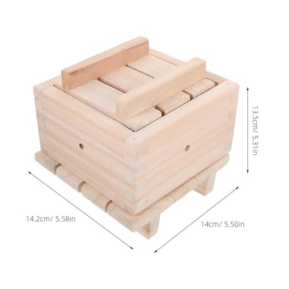 GANAZONO Wooden Homemade Tofu Press Mold Box for 2-3 Lbs Bean Curd Making, Kitchen Soybean Curd Presser Tool without Press Rod, DIY Tofu Maker for Home Cooking