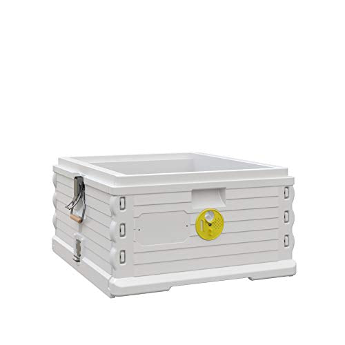 Apimaye Insulated Deep Super 10 Frame [NO Frames Included] (White Body Yellow Entrance) - color: White Body Yellow Entrance