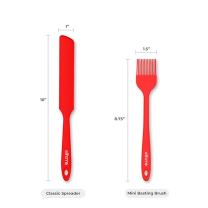 Elihome Mini Silicone Basting Pastry Brush, Cooking Brush for Oil Sauce Butter Marinades, Food Brushes for BBQ Grill Kitchen Baking, Baster Brushes Baste Pastries Cakes Meat Desserts, Food Grade, Red - color: Red