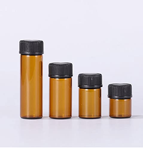 50Pack Set 3ML Amber Glass Bottle with Orifice Reducer and Cap Small Essential Oil Vials (3ML) - size: 3ML