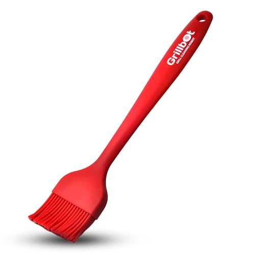 Grillbot Silicone Basting Brush - Heat-Resistant, Non-Shedding, Flexible for Grilling & Cooking - Easy to Clean (Red) - color: Red