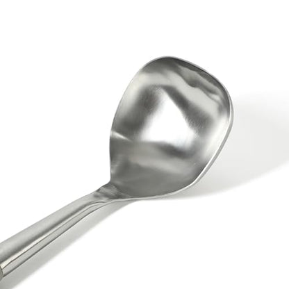 Calphalon Edge Soup Ladle, Stainless Steel Soup Ladle, Serving Ladle with Silicone Handle, Heat-Resistant Nonstick-Safe Kitchen Ladle for Soups, Sauces & Stews, Taupe - color: Taupe w/ Rubber Handle (Edge - Soup Ladle)