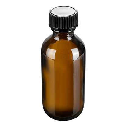 Restaurantware Vetri 2 Ounce Boston Glass Bottles, 48 Sample Bottles With Black Phenolic Caps - Dishwashable, Round, Amber Glass Bottle, For Potion, Juice, Ginger Shots, Whiskey, Liquids - color: Amber, size: 2 oz