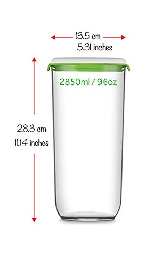 FOSA 1 x 2850ml Large Food Containers with Click-Button Vacuum Seal, Compatible Vacuum Food Storage System - size: 96oz × 1