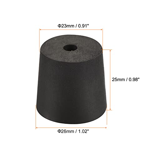 MECCANIXITY Rubber Tapered Plug 23mm to 27mm with Hole Black for Powder Coating, Painting, Anodizing, Plating, Sandblasting 5 Pieces - size: 23mm - 27mm
