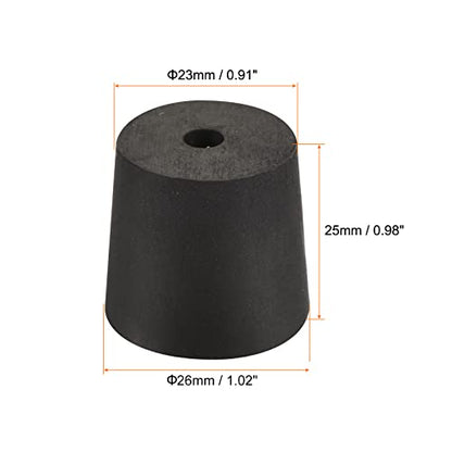 MECCANIXITY Rubber Tapered Plug 23mm to 27mm with Hole Black for Powder Coating, Painting, Anodizing, Plating, Sandblasting 5 Pieces - size: 23mm - 27mm
