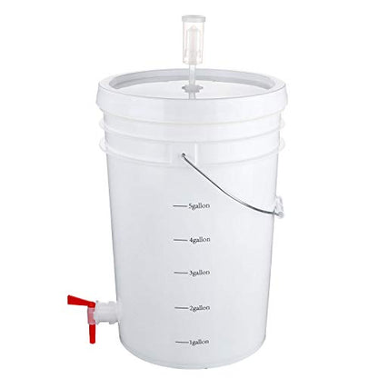 U.S. Solid Plastic Fermenter - 6.5 Gallon Food-Grade Fermenting Bucket Homebrewing Fermentor with Spigot and Airlock BPA Free - size: 6.5 gallon(1-PACK)