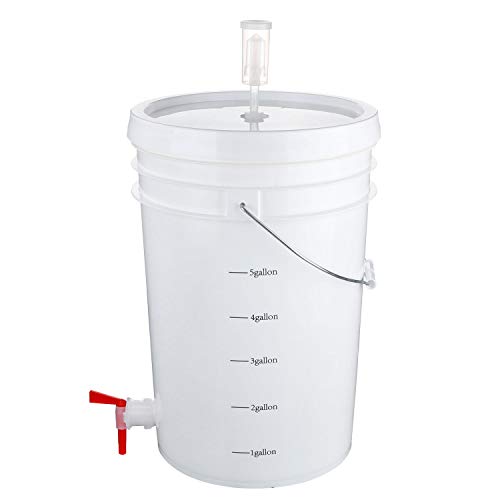 U.S. Solid Plastic Fermenter - 6.5 Gallon Food-Grade Fermenting Bucket Homebrewing Fermentor with Spigot and Airlock BPA Free - size: 6.5 gallon(1-PACK)