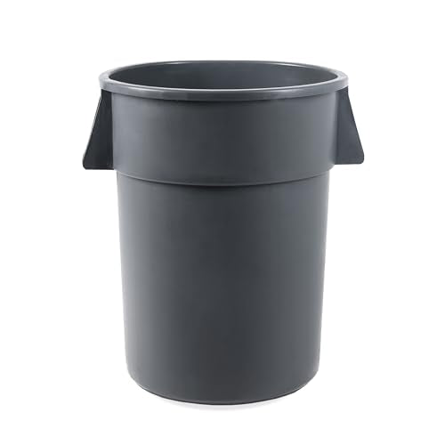 PRO&Family Commercial Round Trash Can, Ingredient Bin, Heavy-Duty Plastic, Anti-Static, Kitchen, Office, Outdoor Use (Gray, 55 Gallon) - color: Gray, size: 55 Gallon
