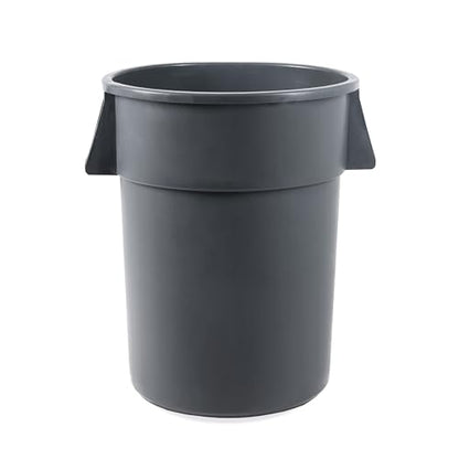 PRO&Family Commercial Round Trash Can, Ingredient Bin, Heavy-Duty Plastic, Anti-Static, Kitchen, Office, Outdoor Use (Gray, 55 Gallon) - color: Gray, size: 55 Gallon