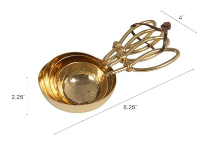 Creative Co-Op Set of 4 Hammered Stainless Steel Scoops, Gold Finish - color: Brass