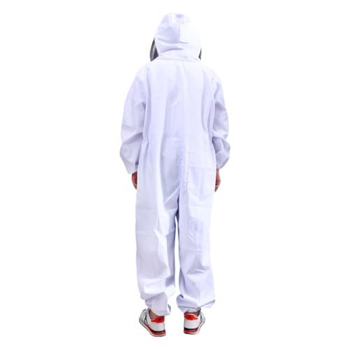 Professional Beekeeping Suit Veil and Hood Full Body Keeping Suit Elastic Cuffs and Ankles Beekeeper Supplies XXL