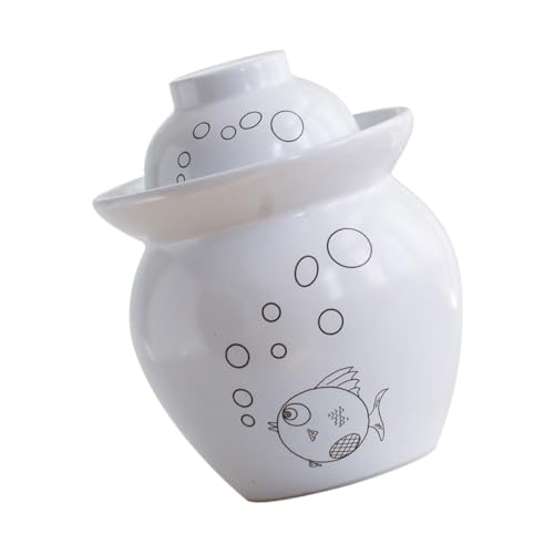 Abaodam Ceramic Pickle Jar Airtight Sealed Fermenting Crock for Kimchi and Sauerkraut Food Storage, 1.5-pound Capacity Porcelain Pickled Vegetable Jar with Lid for Kitchen Use