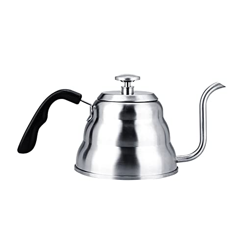 Pour over Coffee Kettle, Gooseneck Kettle, 304 Stainless Steel Coffee Gooseneck Kettle with Thermometer Easy Pour Teapot for Home Brewing(1.2L-White)