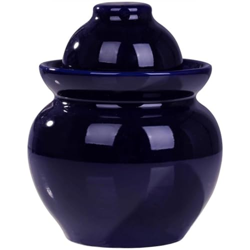 Traditional Water-Sealed Pickle Jar, Large-Diameter Portable Fermentation Crock, Pickled Korean Kimchi, High-Temperature Firing, Hand-Glazed(5kg/176.4oz) - size: 5kg/176.4oz