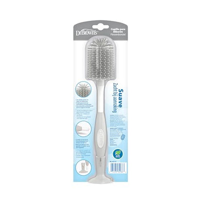 Dr. Brown's Soft Touch No Scratch Baby Bottle Cleaning Brush, Nipple Cleaner & Suction Cup Base for Easy Storage, BPA Free, Gray (Pack of 1) - style: Gray