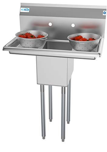 KoolMore - SA101410-10B3 1 Compartment Stainless Steel NSF Commercial Kitchen Prep & Utility Sink with 2 Drainboards - Bowl Size 10" x 14" x 10", Silver - size: 2 Drainboards