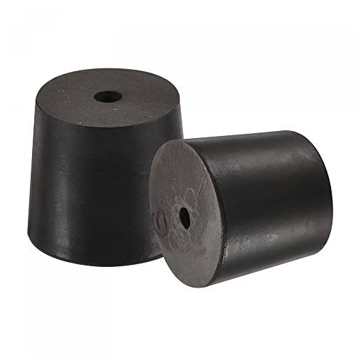 MECCANIXITY Rubber Tapered Plug 26mm to 32mm with Hole Test Tubes Bungs Stopper Black for Lab Home 5 Pieces - size: 26mm - 32mm