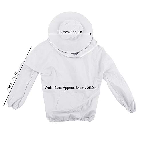 Beekeeping Tools Suits,Breathable Adult Anti Bee Veil Suit Beekeeping Protective Clothing Beekeeper Protective Outfit Upper Body Beekeeping Jacket with Veil Hood Ventilated (White) - color: White