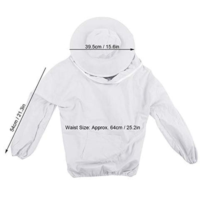 Beekeeping Tools Suits,Breathable Adult Anti Bee Veil Suit Beekeeping Protective Clothing Beekeeper Protective Outfit Upper Body Beekeeping Jacket with Veil Hood Ventilated (White) - color: White