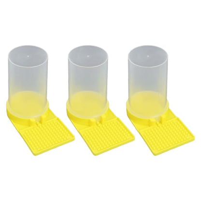 3-Pack Bee Drinkers for Hive, Plastic Water Feeder with Basin at Entrance, Easy Fill Bee Hydration Station, Yellow for Beekeeping Supplies