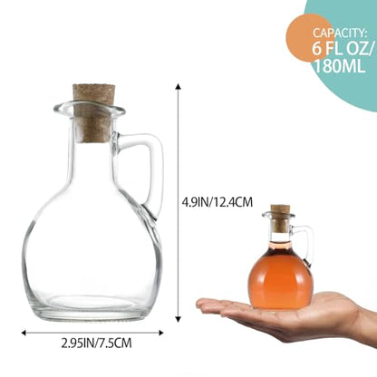 Oil and Vinegar Cruet Set of 2, Glass Dispenser with Airtight Stopper, Condiment Bottles for Salad Dressing