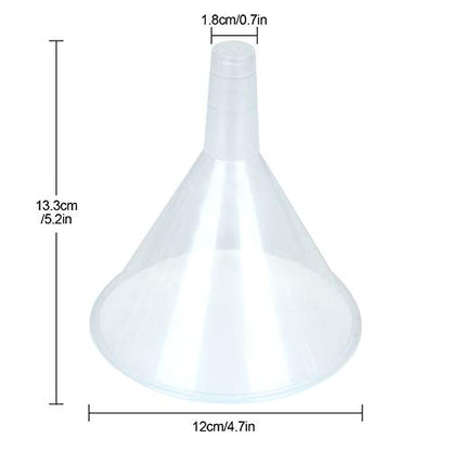 30Pcs Plastic Funnels Set, 4.7 Inch Wide Mouth Large Clear Funnels for Filling Water Bottles, Multipurpose Tool with Long Spout for Transferring Liquid, Spices, Powder, Lotion, Oils