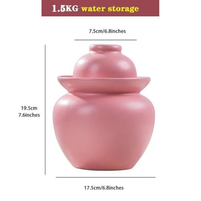 Matte Pink Stylish Pickle Jar, Household Large Capacity Rice Storage Barrel, Water Seal Design Fermentation Tank, Pickled Pickles and Beans(1.5kg/52.9oz) - size: 1.5kg/52.9oz