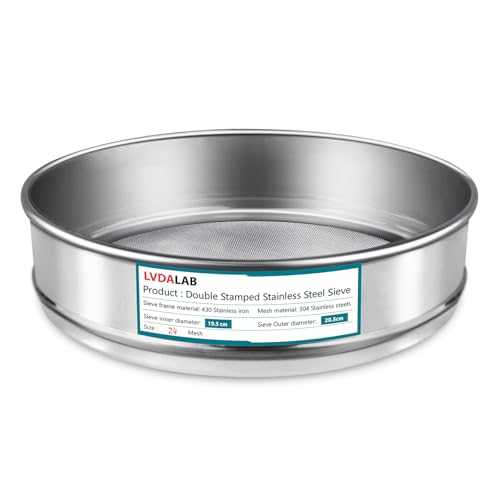 304 Stainless Steel Mesh Lab Sieve, 24 Mesh(0.8mm) Aperture Test Sieve, 7.9Inch(20cm) Diameter Economy Standard Analysis Sample Test Sieves for Industrial Laboratory Homes - size: 24Mesh(0.8mm)/Ф7.9in