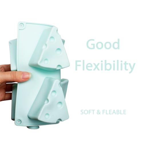 Cheese Shape Silicone Mold 6-Cavity for Baking and Desserts | 11.54 x 6.69 in Size, Non-Stick Release, Cheesecake & Soap Use, Reusable Silicone, 3D Cheese Design - color: Mint Green-QY372