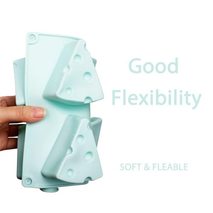 Cheese Shape Silicone Mold 6-Cavity for Baking and Desserts | 11.54 x 6.69 in Size, Non-Stick Release, Cheesecake & Soap Use, Reusable Silicone, 3D Cheese Design - color: Mint Green-QY372