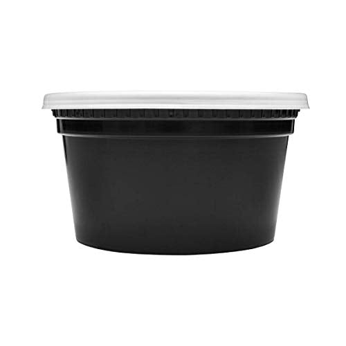 Karat [12oz - 240 ct Black PP Injection Molded Round Deli Containers with Lids (FP-IMDC12-PPB) - color: Black, size: 12oz