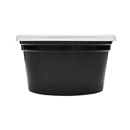 Karat [12oz - 240 ct Black PP Injection Molded Round Deli Containers with Lids (FP-IMDC12-PPB) - color: Black, size: 12oz