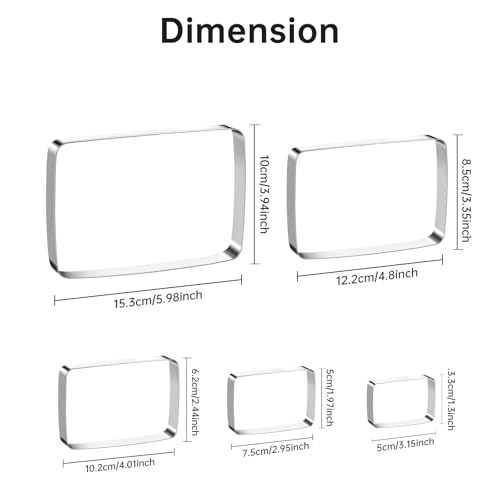 Rectangle Round Corner Cookie Cutters Egg Biscuit for Kids DIY Lunchbox Bento Box Fruit Vegetable Sandwich Cutters for Baking, Pack of 5 - style: Rectangle Round Corner
