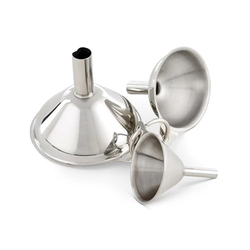 HIC Kitchen Condiment Funnels, Set of 3, 0.5-Ounces, 0.75-Ounces, and 2-Ounce Capacities - style: Set of 3, Condiment Funnels