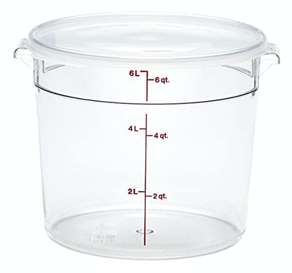 Cambro Food Storage Container - Round Series - 6 QT (Quart) - Commercial Grade for Food Prep (Clear) - size: 6 Quart