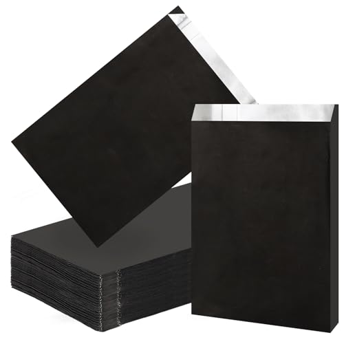 EUSOAR Disposable Hamburger Wrappers Bags, 100pcs 6.3"x10.3"x1.6" Black Foil Sandwich Bags, Grease Resistant Food Storage Burger Bags Pouch for Hot Food, Bakery Cookies, Treats, Snack, BBQ Take-out - color: Black, size: 6.3x10.3x1.6 Inch