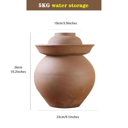 Unglazed Clay Fermentation Jar, Double Lid Design Sealed Pickling Crock, Classic Traditional Water Seal, Pickled Cucumbers and Beans(5kg/176.4oz) - size: 5kg/176.4oz