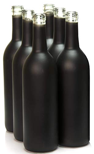 North Mountain Supply - W5BK-6PK 750ml Glass Bordeaux Wine Bottle Flat-Bottomed Cork Finish - Case of 6 (Black Frosted) - color: Black Frosted