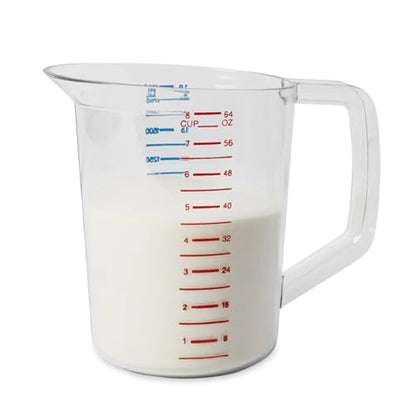 Rubbermaid Commercial Products Bouncer Clear Measuring Cup, 8-Cup/2-Quart, Clear, Strong Food Grade, Easy Read for Liquid/Dry Ingredients, for Home/Professional Kitchen (Pack of 6) - size: 2 Qt (Pack of 6)