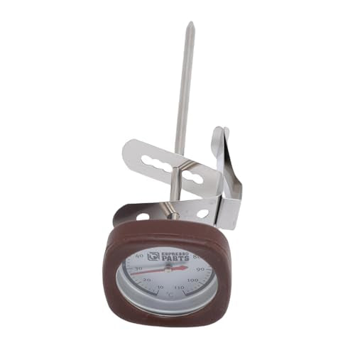 Instant Read Pocket Milk Frothing Thermometer with Clip, 304 Stainless Steel, Square Shape, Black, for Chocolate and Coffee Drinks (Brown) - color: Brown