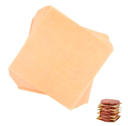 200Pcs 6" x 6" Unbleached Parchment Paper, Burger Patty Paper, Non-Stick Squares Wax Paper Sheets for Seperating Patty, Cookies, Baking, Wrapping Candies Brown - color: Brown Square, size: 6"X6" 200Pcs