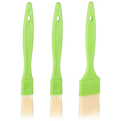 3 Pcs Pastry Brush Set – Heat Resistant Bristle Basting Brushes for Cooking | Kitchen Food Brush for Baking, Grilling, Spreading Oil, Butter, BBQ Sauce, Marinade (1/1/2 inch, Green)