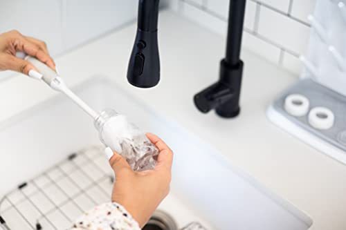 Ubbi Deluxe 2-in-1 Baby Bottle Cleaning Brush Set, Gray, 2 Pack | Includes Nipple Brush with Suction Cup, Standing Bottle Brush, Dishwasher Safe, Baby Registry Essential - color: Gray Deluxe Twin Pack Bottle Brush