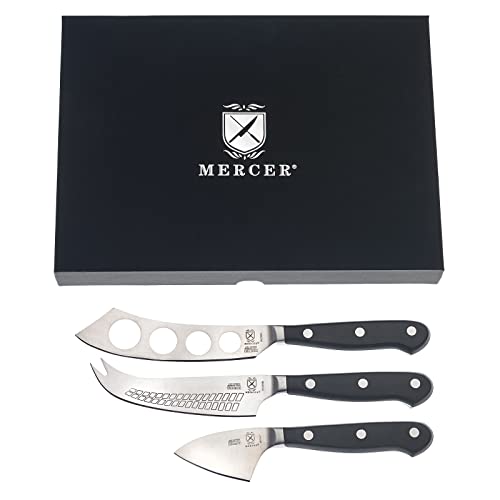 Mercer Culinary Renaissance Cheese Knife Set - color: Black Handle, size: 3-Piece Cheese Knife Set